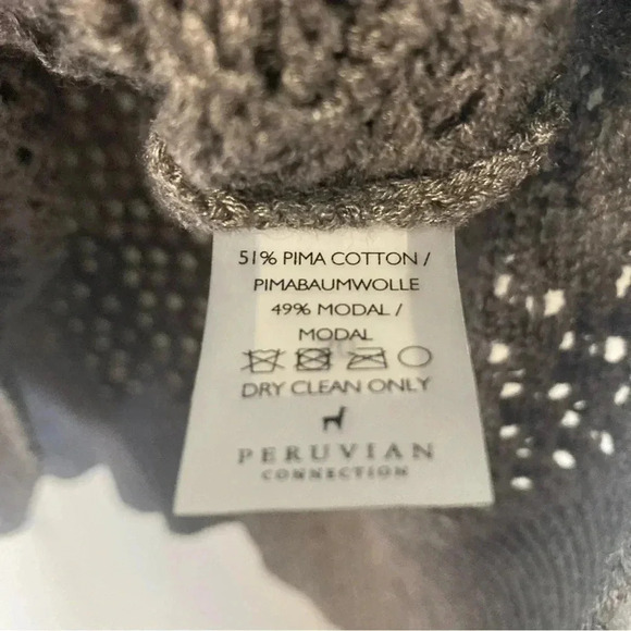 Peruvian Connection  pima cotton modal blend grey long sweater - Picture 3 of 5